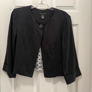 Vintage Larry Levine Linen One Button Crop Jacket, Polka Dot Lined, Size 12,NWOT